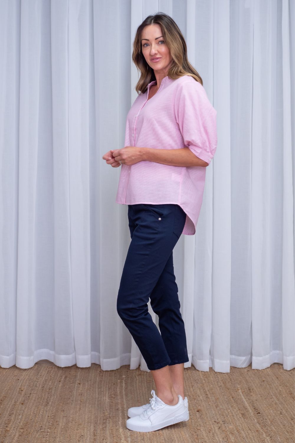 Silvermaple Collection - Belle Stripe Shirt | Coral - Shirt - Silvermaple Boutique 