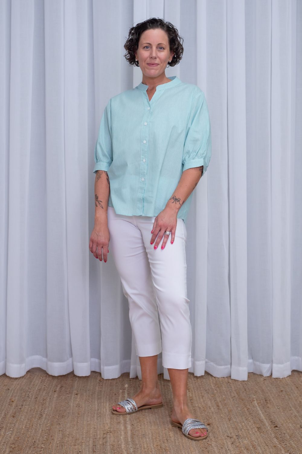 Silvermaple Collection - Belle Stripe Shirt | Mint - Shirt - Silvermaple Boutique 