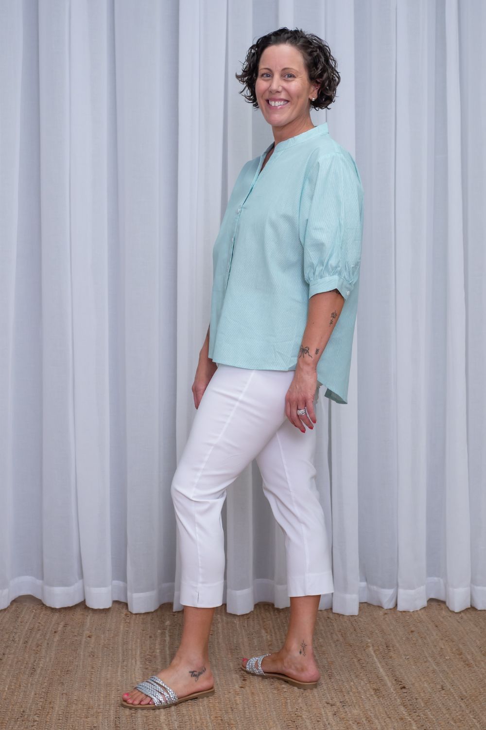 Silvermaple Collection - Belle Stripe Shirt | Mint - Shirt - Silvermaple Boutique 