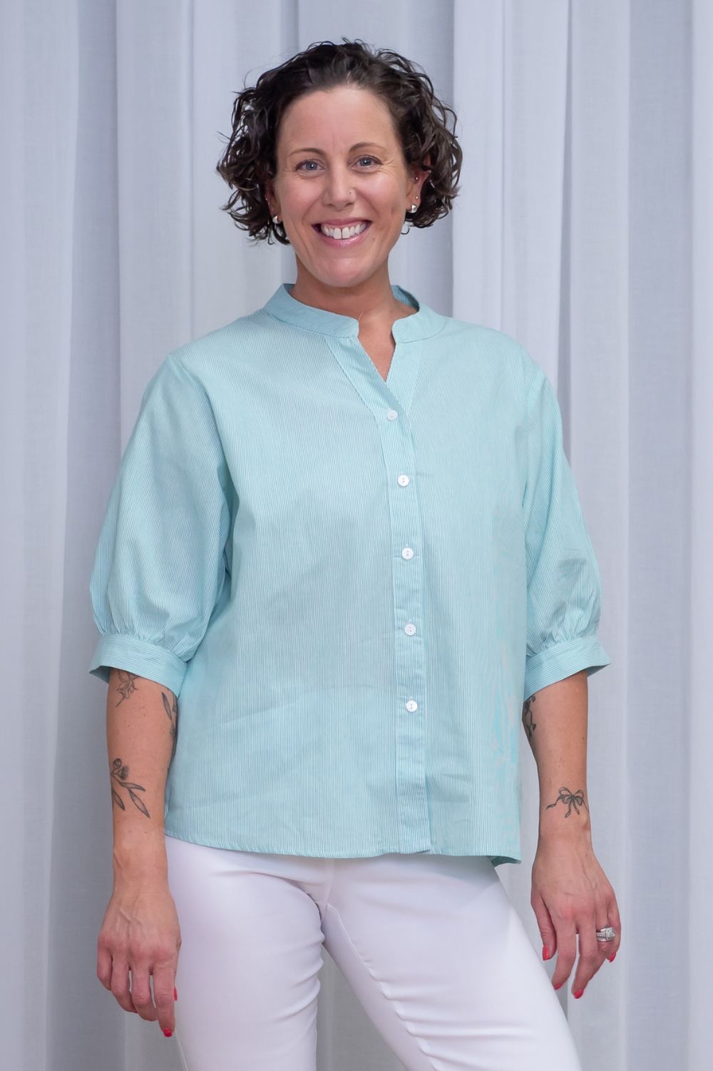 Silvermaple Collection - Belle Stripe Shirt | Mint - Shirt - Silvermaple Boutique 