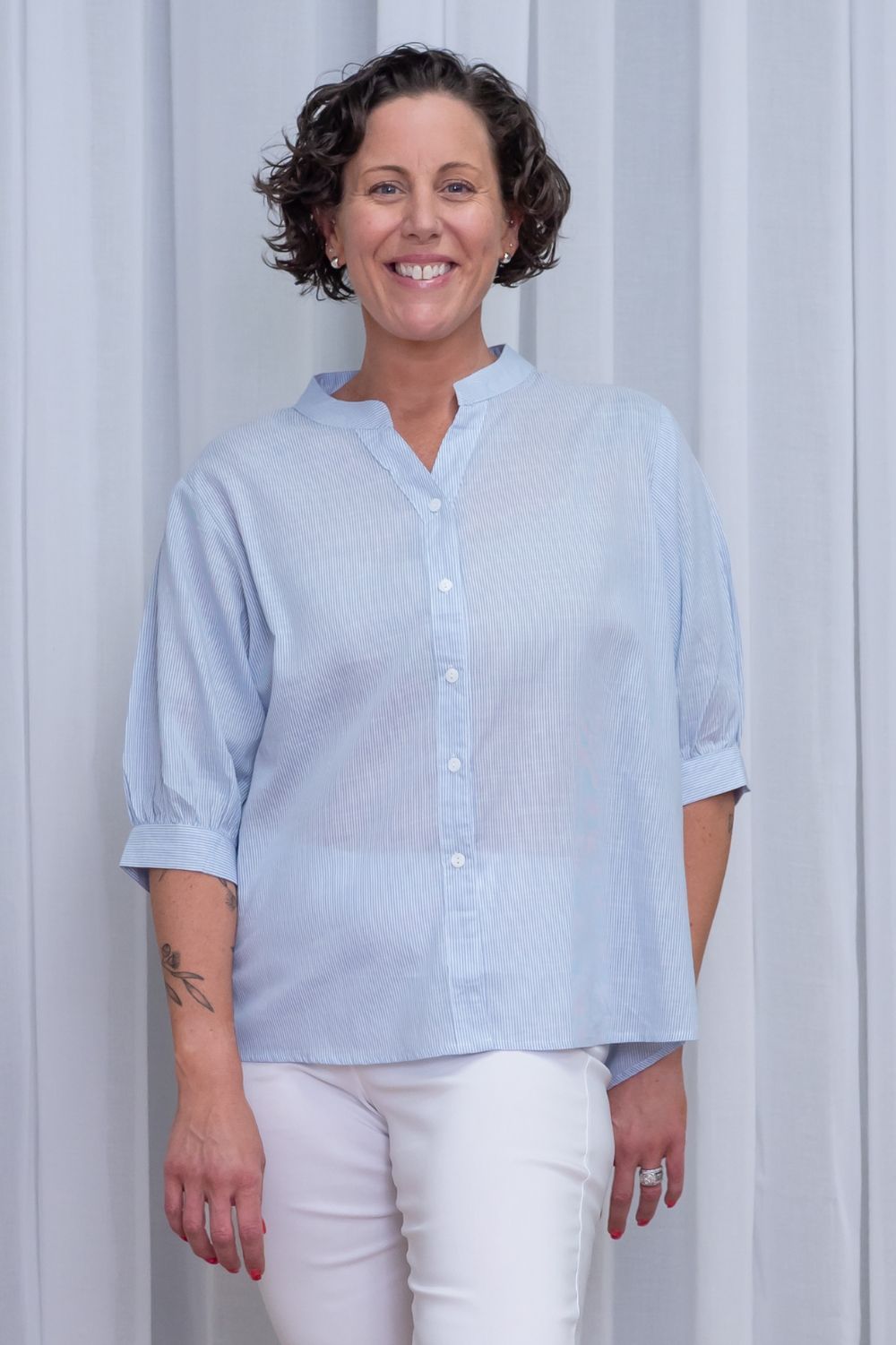 Silvermaple Collection - Belle Stripe Shirt | Sky - Shirt - Silvermaple Boutique 