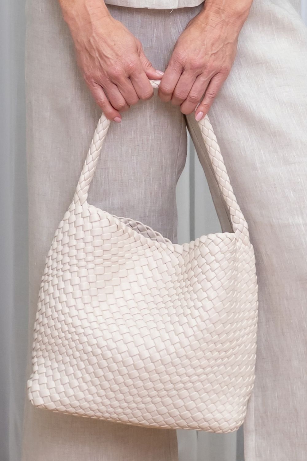 Silvermaple Collection - Bellina Woven Signature Tote | Ivory - Handbag - Silvermaple Boutique 