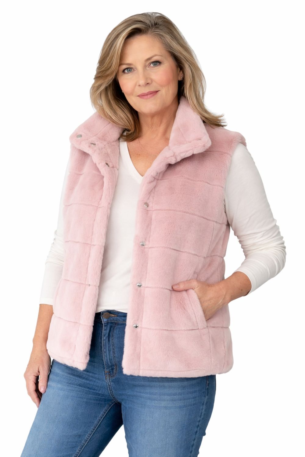 Silvermaple Collection - Brynn Faux Fur Vest | Pink - Vest - Silvermaple Boutique 