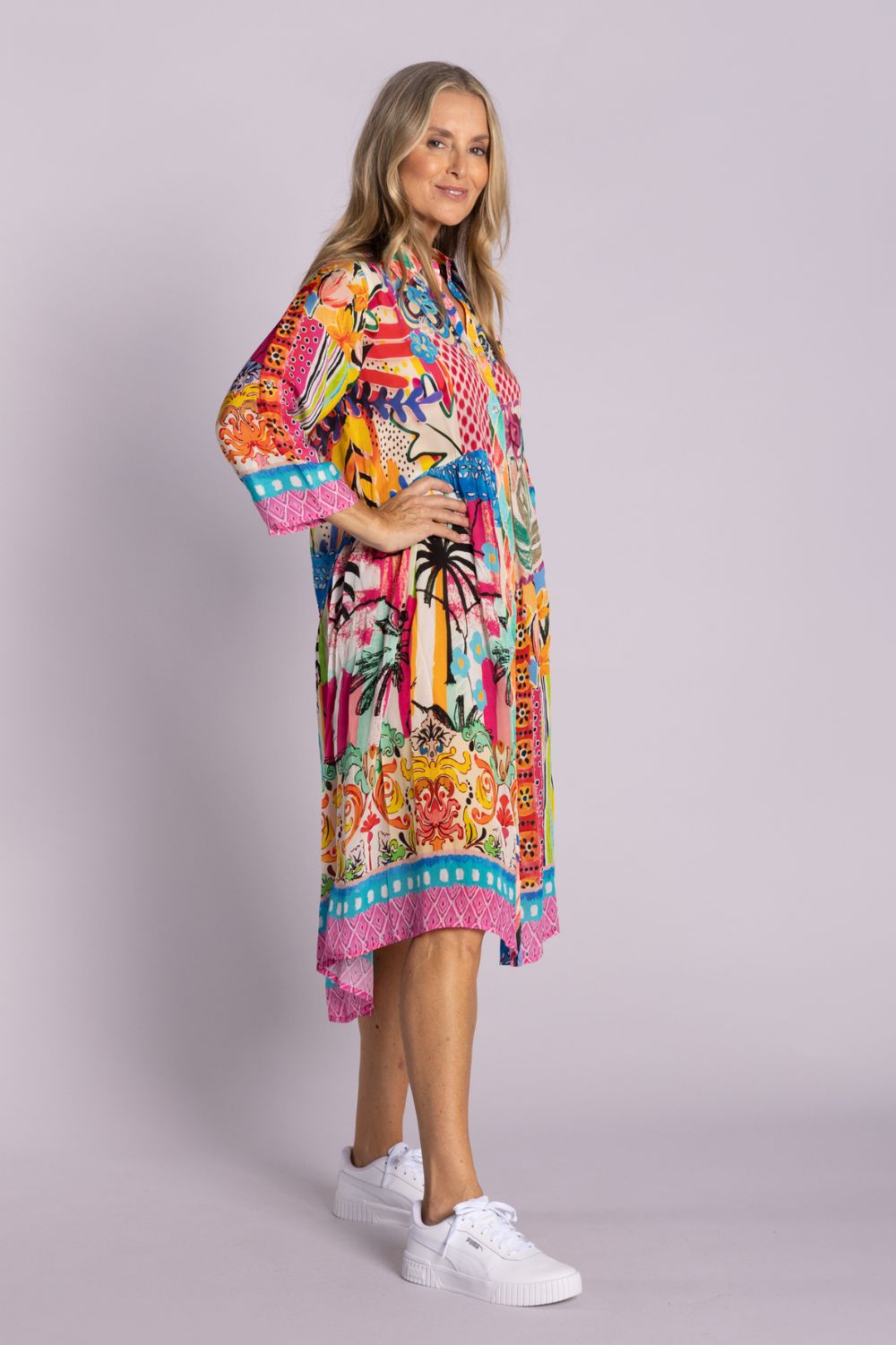 Silvermaple Collection - Celeste Button Through Dress | Pink Oasis - Dress - Silvermaple Boutique 