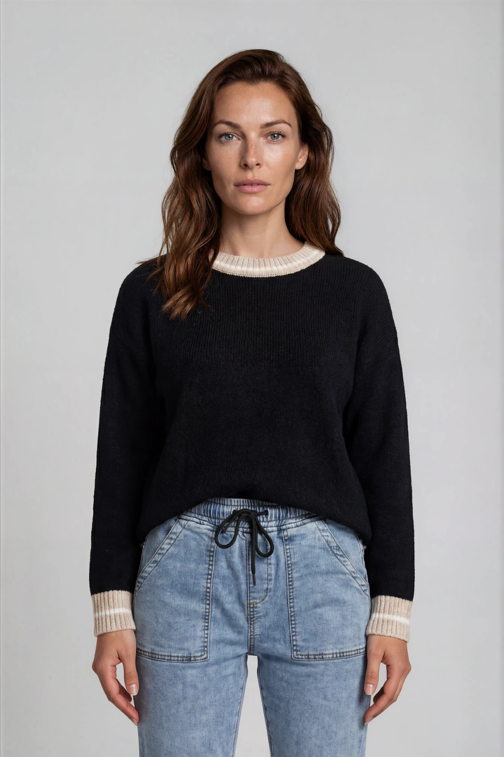 Silvermaple Collection - Clara Contrast Trim Pullover | Black - Pullover - Silvermaple Boutique 