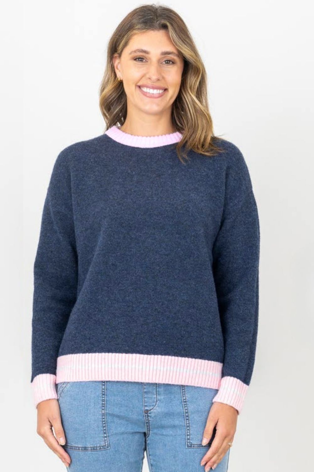 Silvermaple Collection - Clara Contrast Trim Pullover | Denim - Pullover - Silvermaple Boutique 