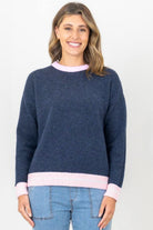Silvermaple Collection - Clara Contrast Trim Pullover | Denim - Pullover - Silvermaple Boutique 