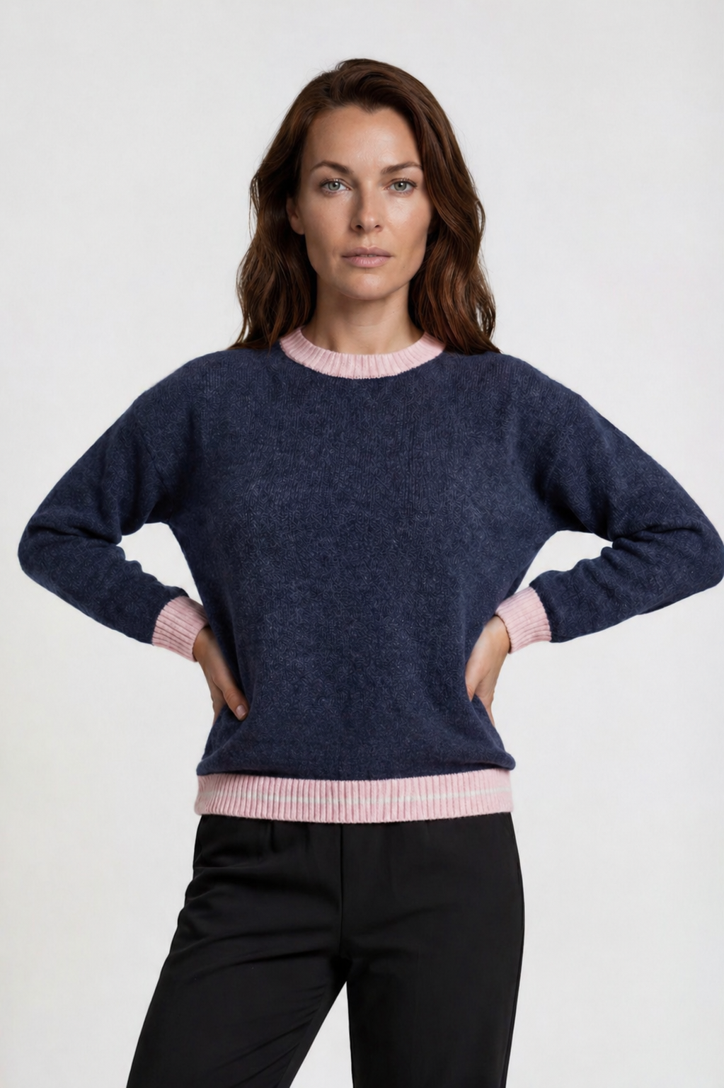Silvermaple Collection - Clara Contrast Trim Pullover | Denim - Pullover - Silvermaple Boutique 
