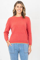 Silvermaple Collection - Contrast Trim Wool Pullover | Coral - Pullover - Silvermaple Boutique 