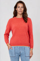 Silvermaple Collection - Contrast Trim Wool Pullover | Coral - Pullover - Silvermaple Boutique 