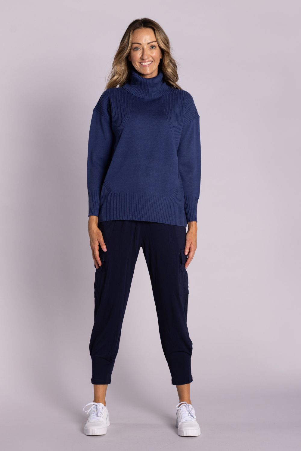 Silvermaple Collection - Cowl Neck Pullover | Denim - Pullover - Silvermaple Boutique 