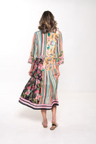 Silvermaple Collection - Erin V-Neck Dress | Botanic Stripe - Dress - Silvermaple Boutique 