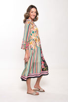 Silvermaple Collection - Erin V-Neck Dress | Botanic Stripe - Dress - Silvermaple Boutique 