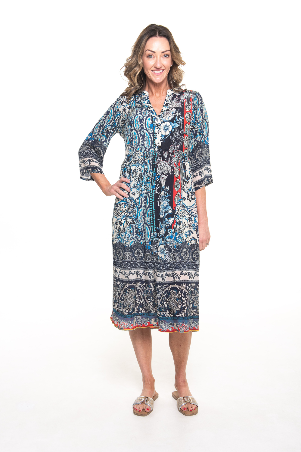 Silvermaple Collection - Erin V-Neck Dress | Porcelain Paisley - Dress - Silvermaple Boutique 