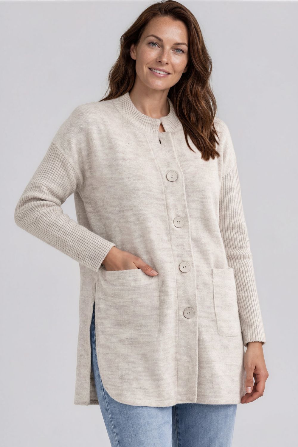 Silvermaple Collection - Estelle Rib Sleeve Jacket | Oat - Jacket - Silvermaple Boutique 