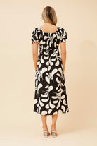 Silvermaple Collection - Faith Abstract Midi Dress | Black - Dress - Silvermaple Boutique 