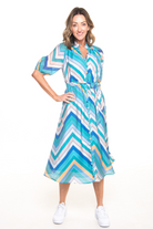 Silvermaple Collection - Gineva Shirt Dress | Blue Chevron - Dress - Silvermaple Boutique 