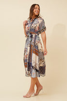Silvermaple Collection - Gineva Shirt Dress | Navy Patchwork - Dress - Silvermaple Boutique 