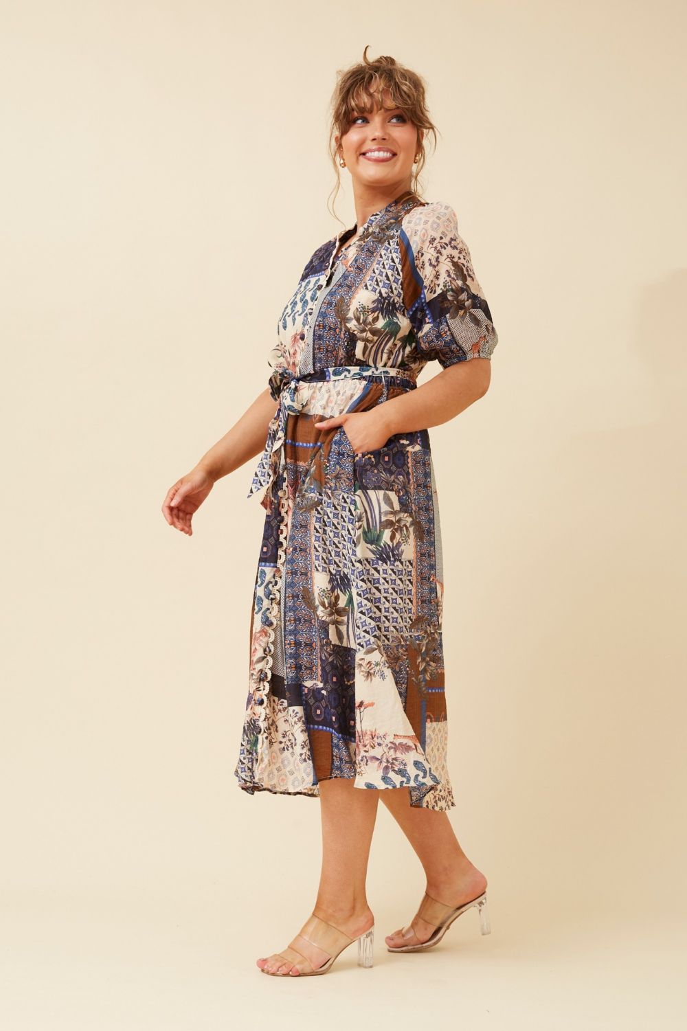 Silvermaple Collection - Gineva Shirt Dress | Navy Patchwork - Dress - Silvermaple Boutique 