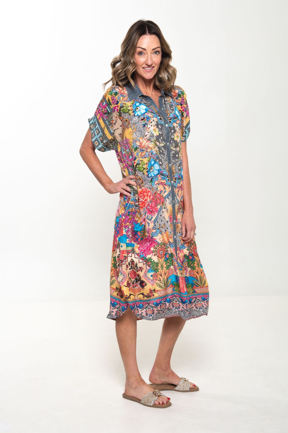 Silvermaple Collection - Grace Button Dress | Golden Mosaic - Dress - Silvermaple Boutique 