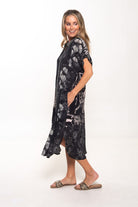 Silvermaple Collection - Grace Button Dress | Midnight Lotus - Dress - Silvermaple Boutique 