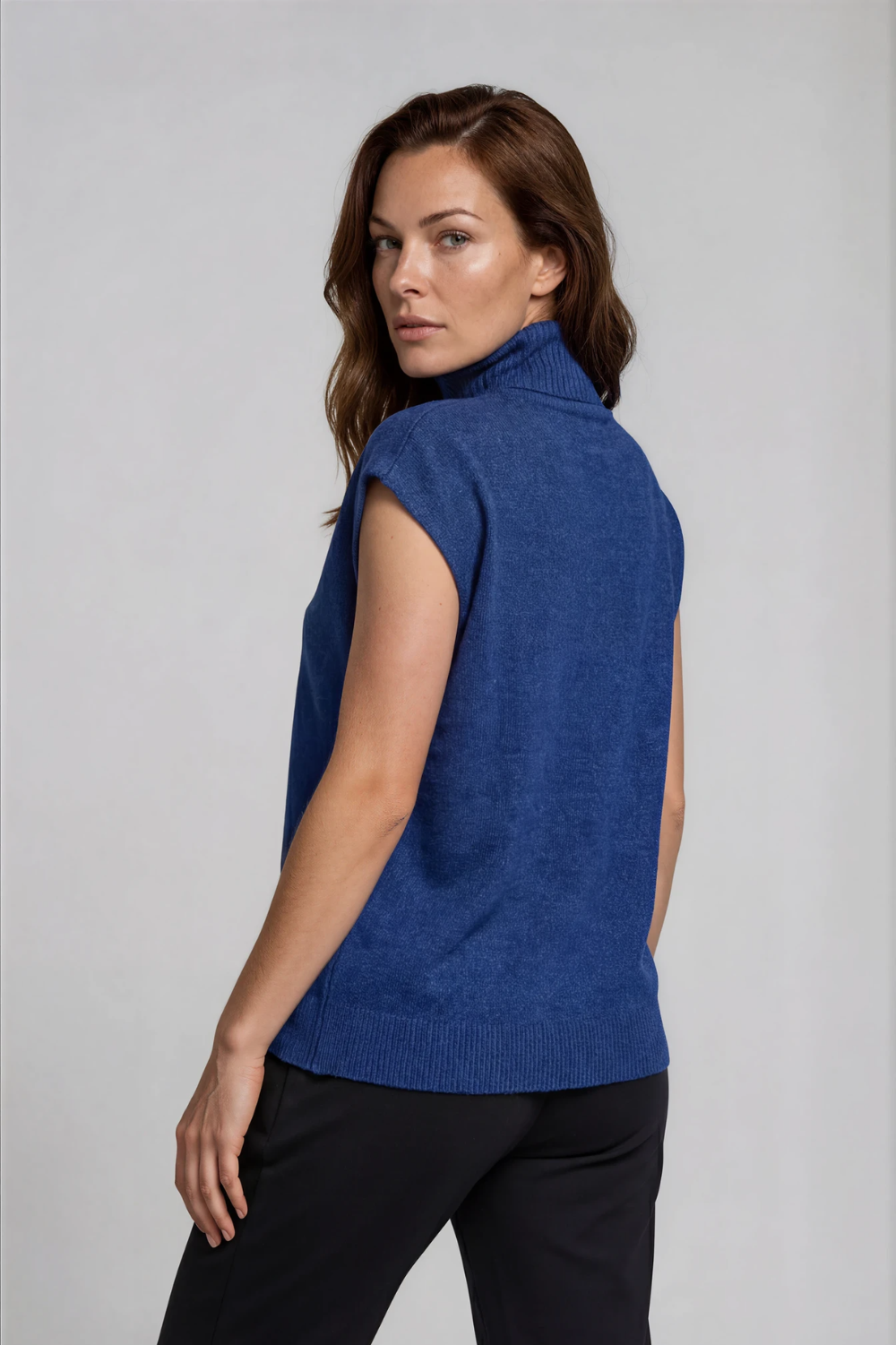 Silvermaple Collection - Jane Cowl Neck Wool Vest | Denim - Vest - Silvermaple Boutique 