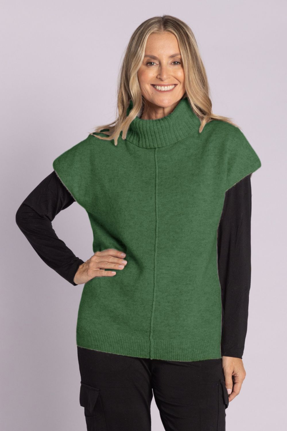 Silvermaple Collection - Jane Cowl Neck Wool Vest | Moss - Pullover - Silvermaple Boutique 