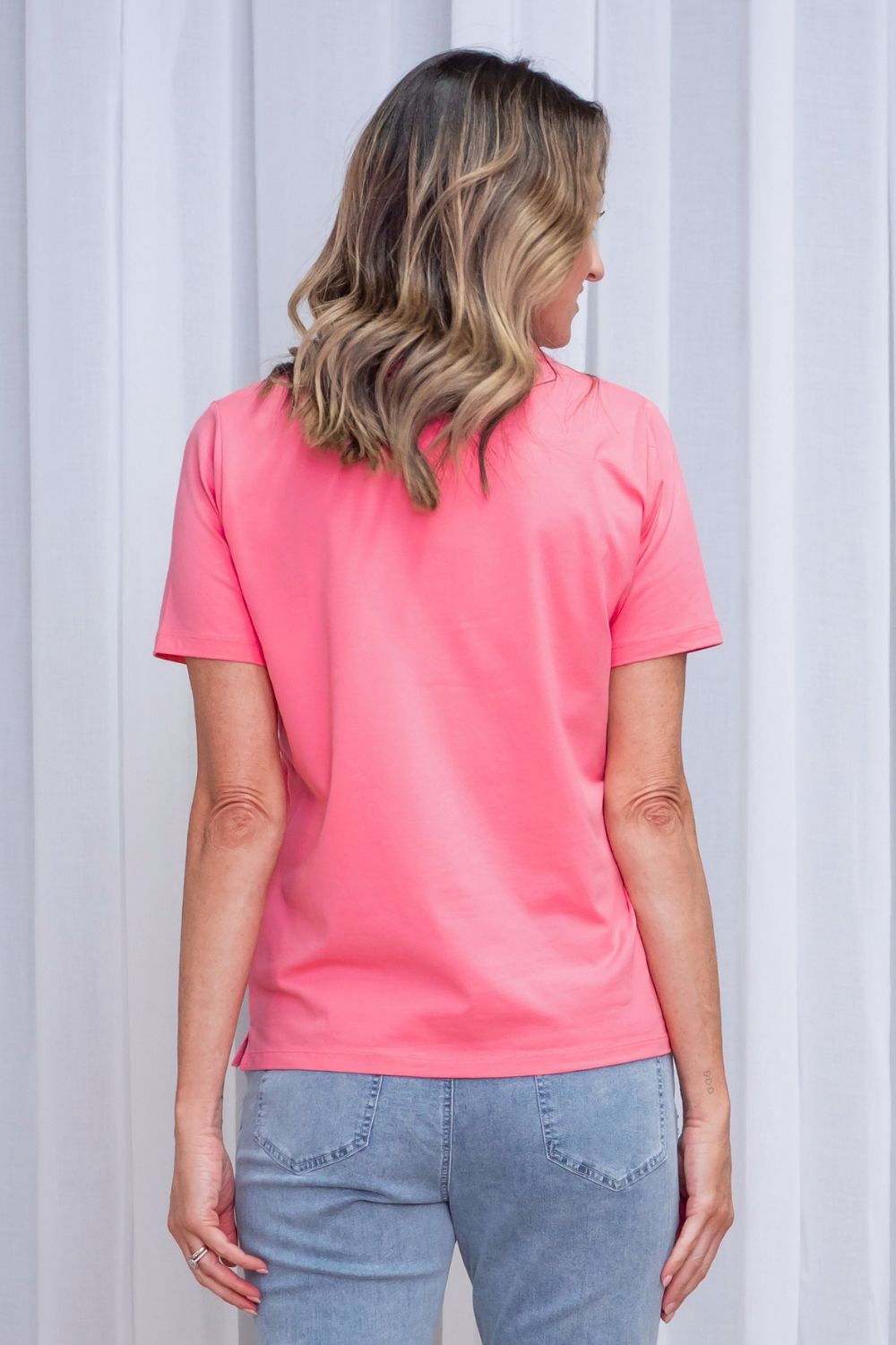 Silvermaple Collection - Kimmy Trim Polo | Coral - Top - Silvermaple Boutique 