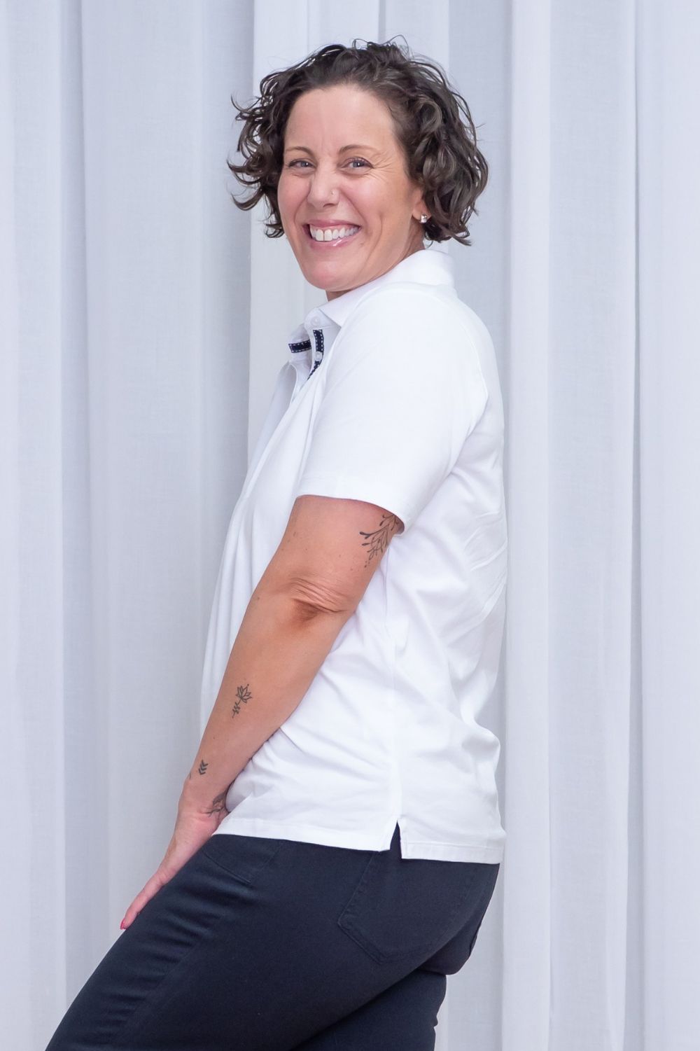 Silvermaple Collection - Kimmy Trim Polo | White - Top - Silvermaple Boutique 