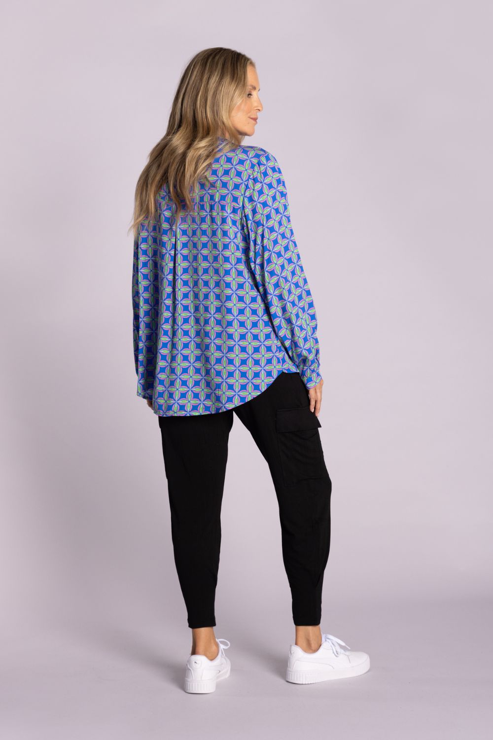 Silvermaple Collection - Lara Shirt | Geometric Blue - Shirt - Silvermaple Boutique 