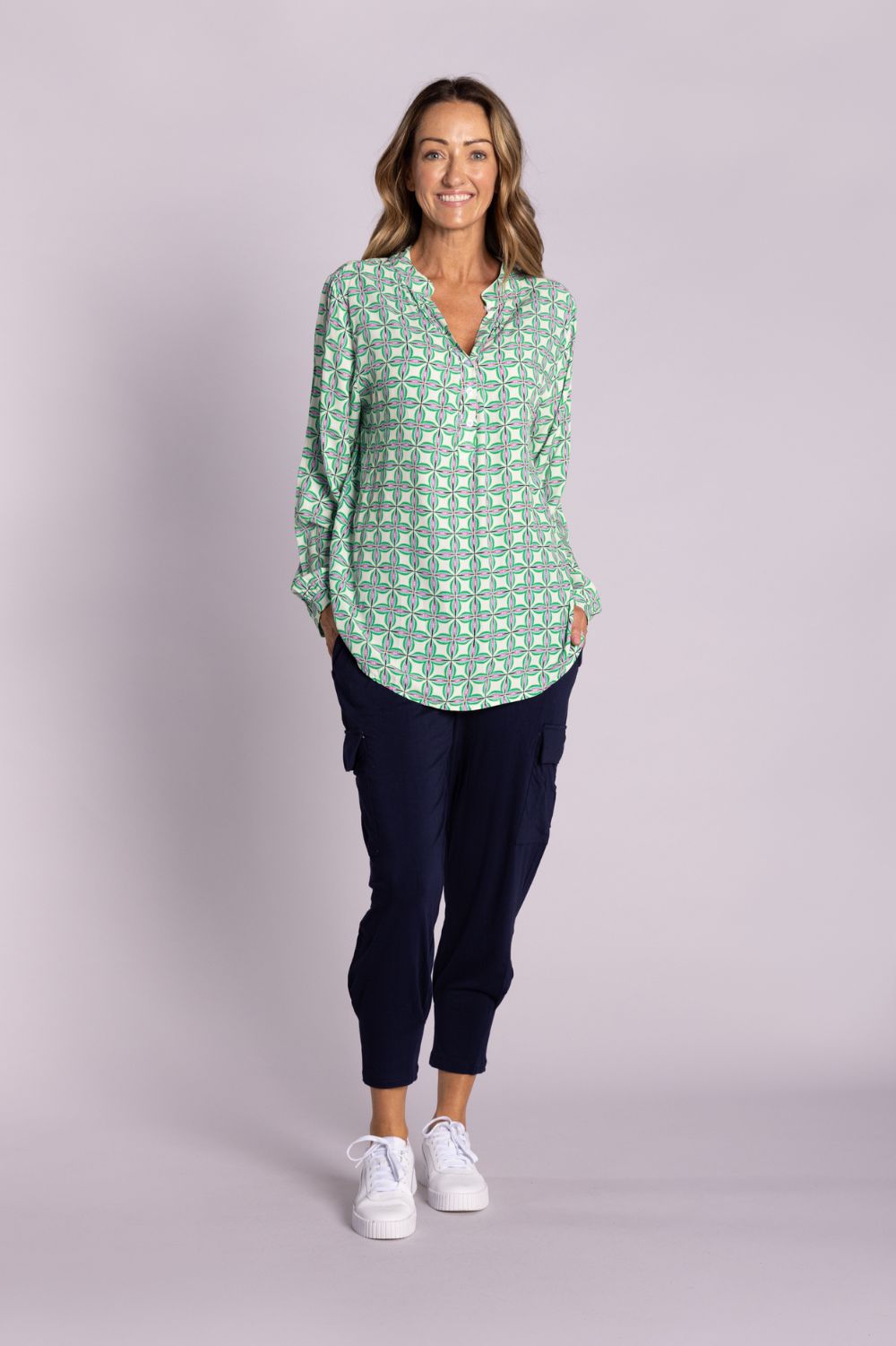 Silvermaple Collection - Lara Shirt | Geometric Green - Shirt - Silvermaple Boutique 
