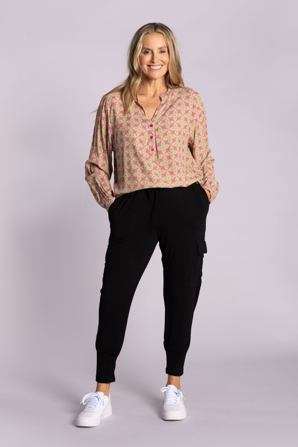 Silvermaple Collection - Lara Shirt | Geometric Pink - Shirt - Silvermaple Boutique 