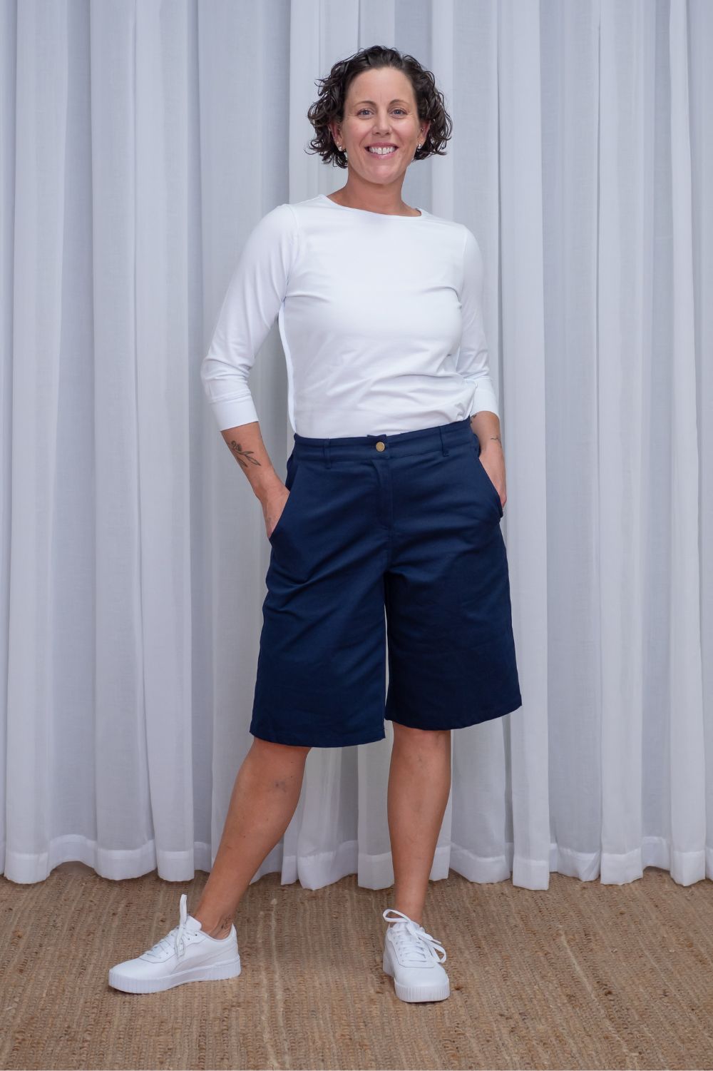 Silvermaple Collection - Madison Long Short | Navy - Shorts - Silvermaple Boutique 