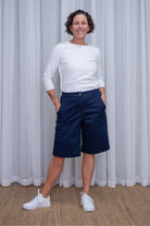 Silvermaple Collection - Madison Long Short | Navy - Shorts - Silvermaple Boutique 