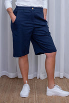 Silvermaple Collection - Madison Long Short | Navy - Shorts - Silvermaple Boutique 