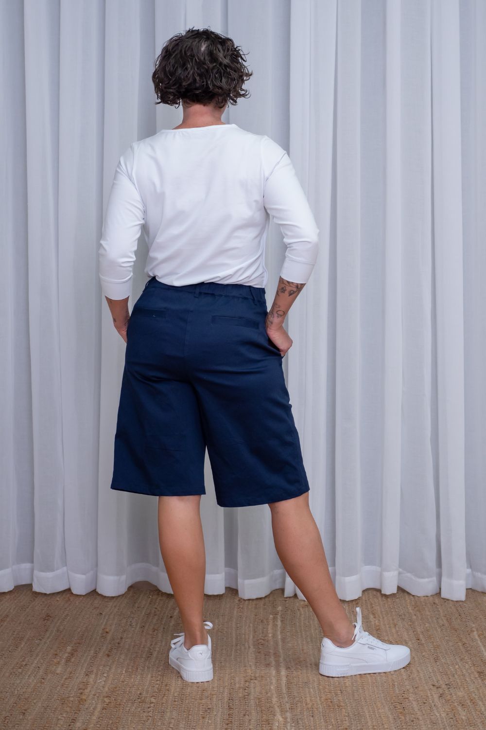 Silvermaple Collection - Madison Long Short | Navy - Shorts - Silvermaple Boutique 
