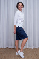 Silvermaple Collection - Madison Long Short | Navy - Shorts - Silvermaple Boutique 