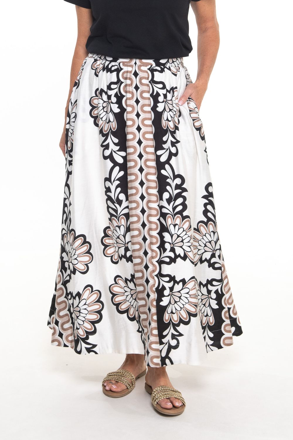 Silvermaple Collection - Mara Maxi Skirt | Multi Beige - Skirt - Silvermaple Boutique 
