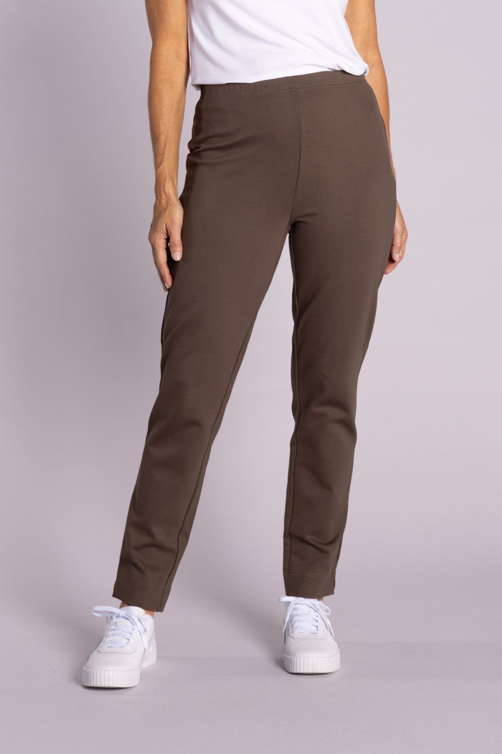 Silvermaple Collection - Olivia Straight Leg Ponte Pant | Taupe - Pants - Silvermaple Boutique 
