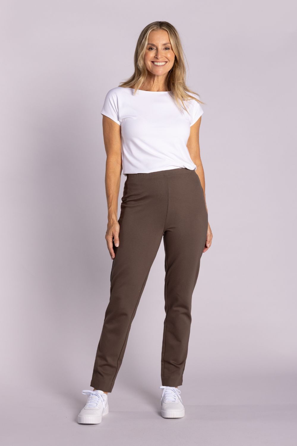Silvermaple Collection - Olivia Straight Leg Ponte Pant | Taupe - Pants - Silvermaple Boutique 