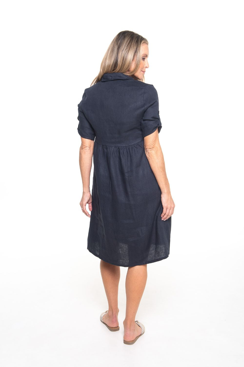 Silvermaple Collection - Sandy Button Dress | Navy - Dress - Silvermaple Boutique 