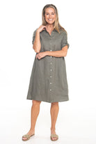 Silvermaple Collection - Sandy Button Dress | Olive - Dress - Silvermaple Boutique 