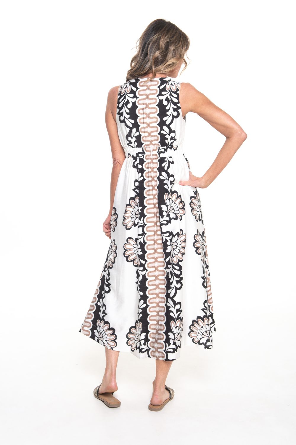 Silvermaple Collection - Mara Sleeveless Maxi Dress | Multi Beige - Dress - Silvermaple Boutique 