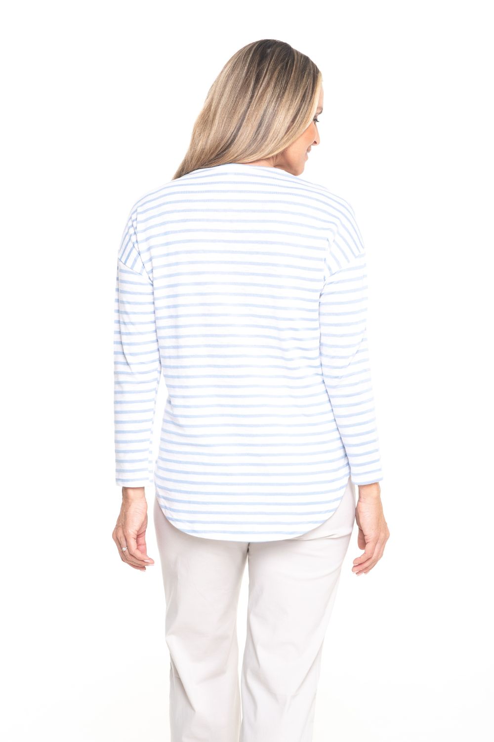 Silvermaple Collection - Stella Stripe Top | Cornflower/White - Top - Silvermaple Boutique 