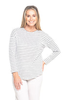 Silvermaple Collection - Stella Stripe Top | Grey/White - Top - Silvermaple Boutique 