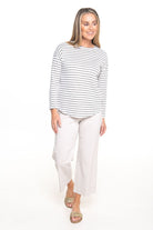 Silvermaple Collection - Stella Stripe Top | Grey/White - Top - Silvermaple Boutique 