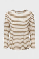 Silvermaple Collection - Stella Stripe Top | Taupe/White - Top - Silvermaple Boutique 