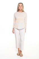 Silvermaple Collection - Stella Stripe Top | Taupe/White - Top - Silvermaple Boutique 