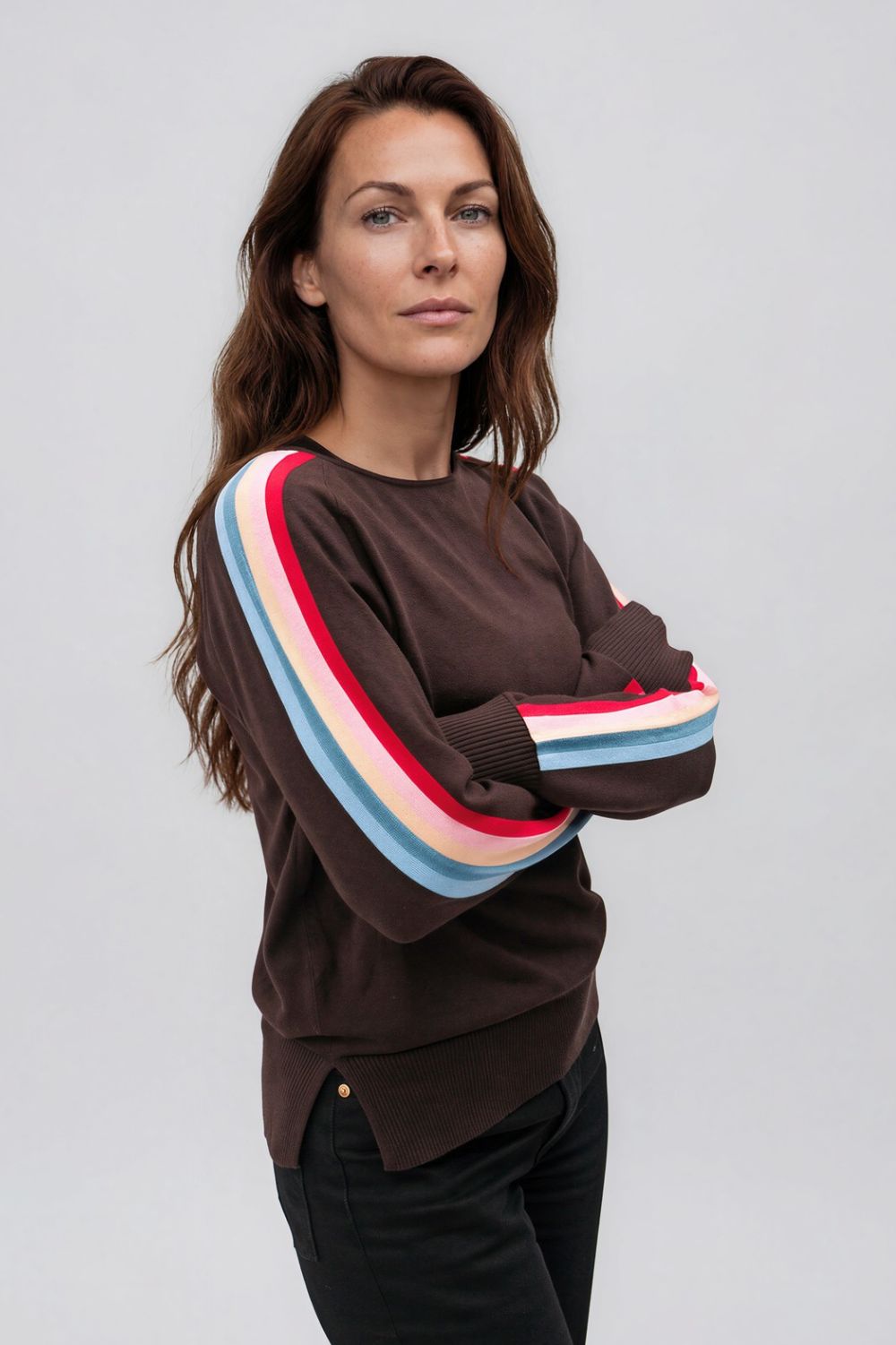 Silvermaple Collection - Stripe Sleeve Sweater - Knitwear - Silvermaple Boutique 