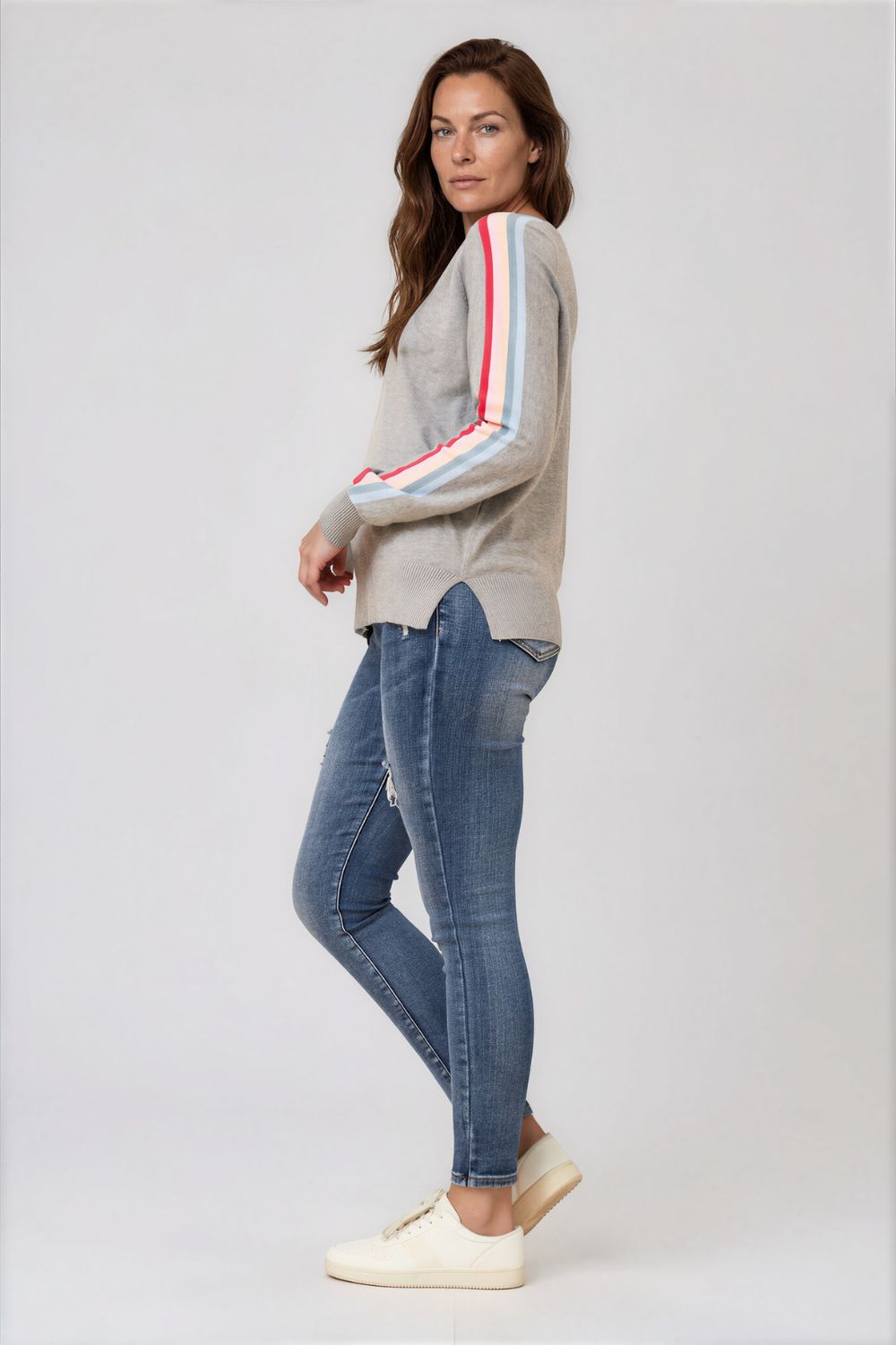 Silvermaple Collection - Stripe Sleeve Sweater - Knitwear - Silvermaple Boutique 